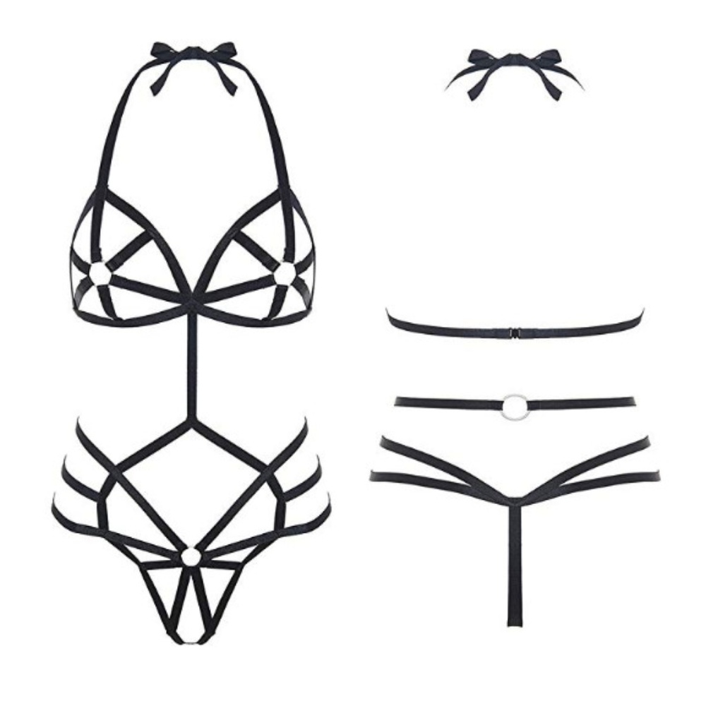 Exotic Strappy Sexy One Piece Halter Lingerie